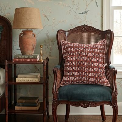 Blossom Floral Block Print Orange Euro Sham
