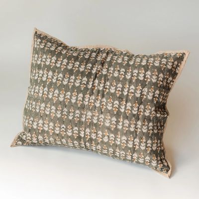 Blossom Floral Block Print Standard Green Sham Set of 2