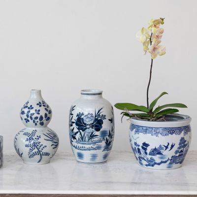 Blue And White Stoneware Botanical Collection