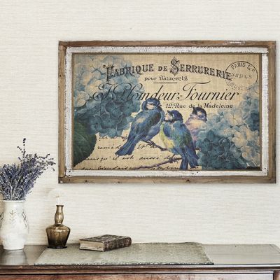Blue Birds On Burlap Wall Art
