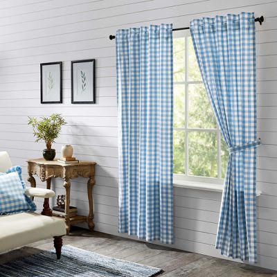 Blue Buffalo Check 84x40 Curtain Panel Set of 2