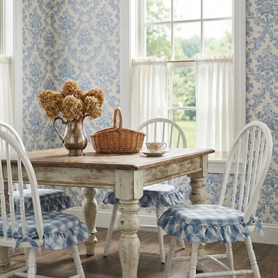 Blue Buffalo Check Ruffled Seat Cushion