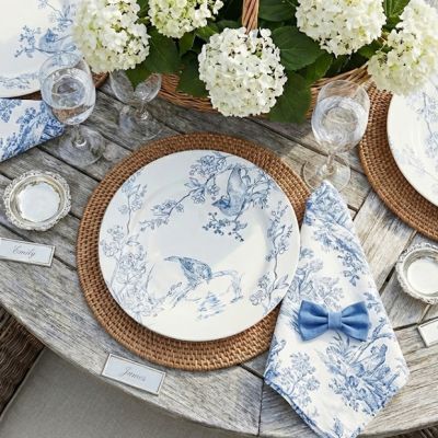 Blue Floral Birds Plate Set of 4