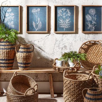 Blue Floral Framed Wall Art Set of 4