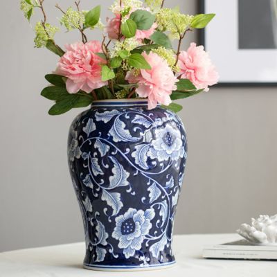 Blue Floral Ginger Jar 18 Inch