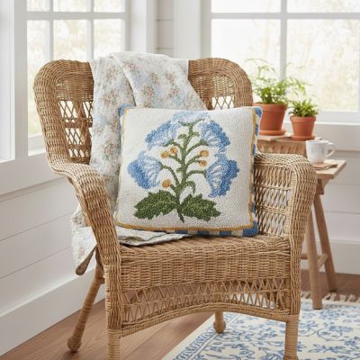 Blue Floral Motif Hook Pillow