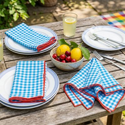 Blue Gingham Check Cotton Napkin