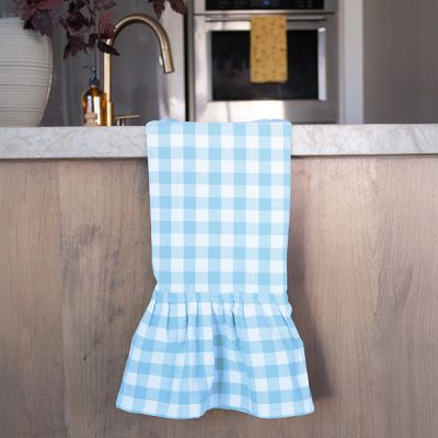 Blue Gingham Ruffled Dish Towel