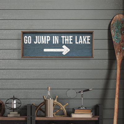 Blue Go Jump In The Lake Framed Sign