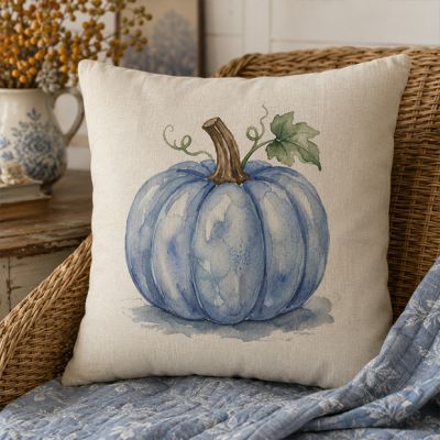 Blue Harvest Pumpkin Pillow Cover