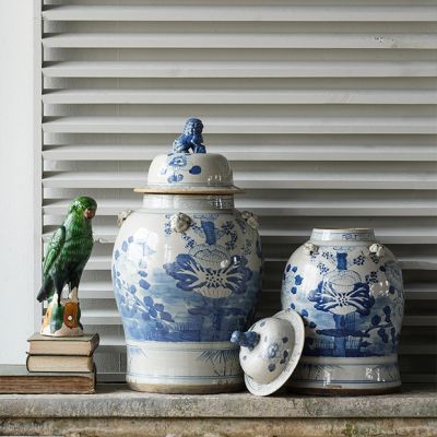 Blue Lotus Flower Temple Jar