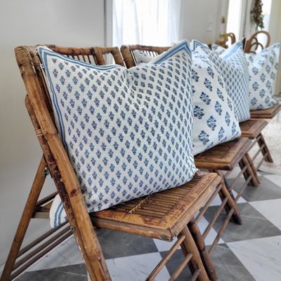 Blue Mini Block Print Pillow Cover
