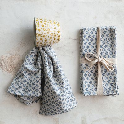 Blue Pattern Cotton Napkin Set of 4