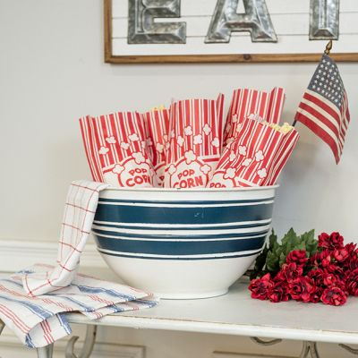 Blue Stripe Metal Bowl
