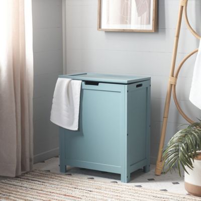 Blue Wood Laundry Bin With Handles