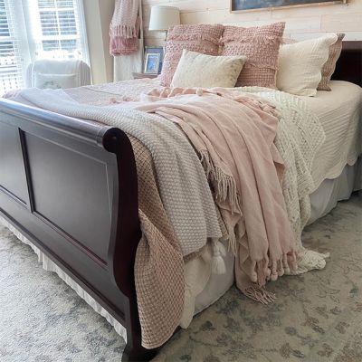 Blush Pom Pom Throw Blanket
