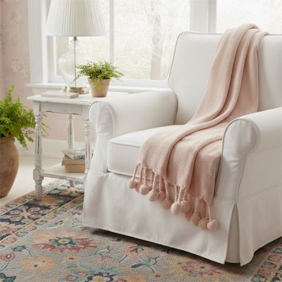 Blush Pom Pom Throw Blanket