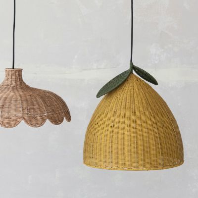 Boho Chic Woven Rattan Pendant Lamp Lemon Dome