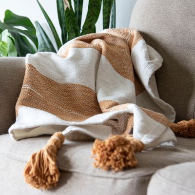 Boho Stripe Tasseled Throw Blanket