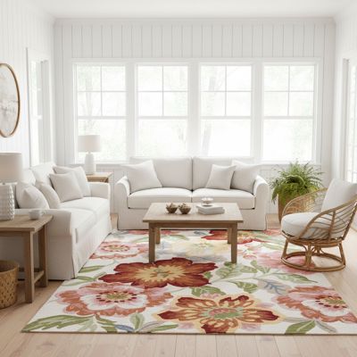 Bold Florals Ivory/Pink Area Rug