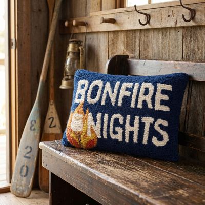 Bonfire Nights Wool Hooked Accent Pillow
