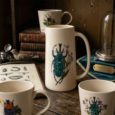 Botanical Beetle Bug Stoneware Pitcher