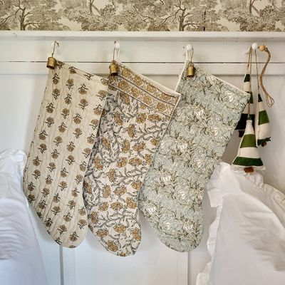 Botanical Block Print Stockings Set of 3