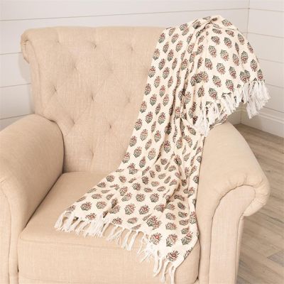 Botanical Block Print Throw Blanket