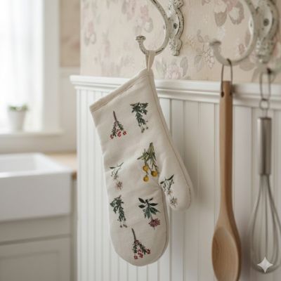 Botanical Print Cotton Oven Mitt