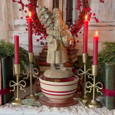 Bow Taper Candle Holder Set of 2