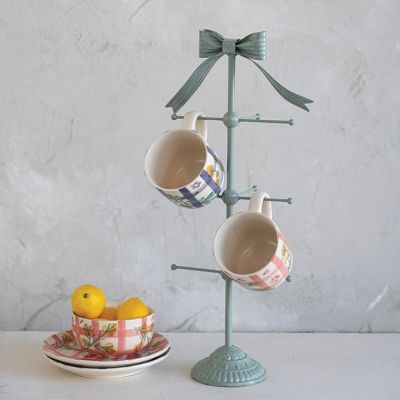 Bow Topped Metal Mug Rack Stand