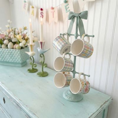 Bow Topped Metal Mug Rack Stand