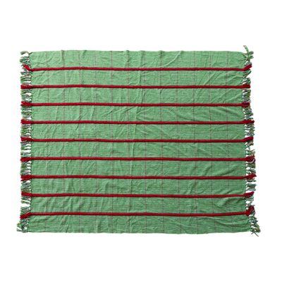 Braided Grid Pattern Fringed Throw