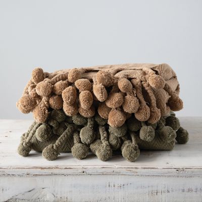 Braided Pom Tassel Throw Blanket