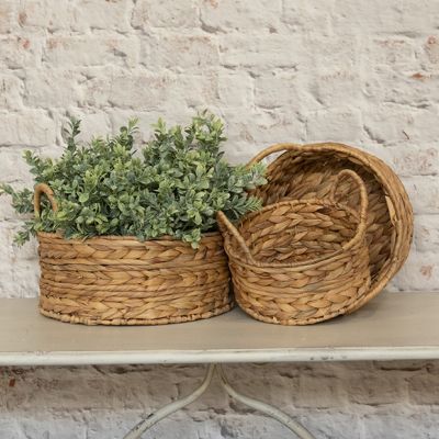 Braided Rattan Round Basket Set of 3