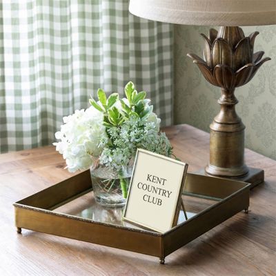 Brass Framed Footed Glass Tray