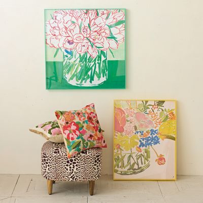 Bright Accents Framed Painted Floral Canvas Wall Decor