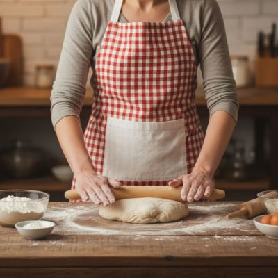 Bright Basics Red Check Farmhouse Apron