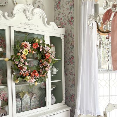 Bright Faux Mixed Floral Wreath