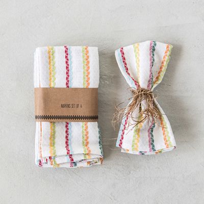 Bright Stripes Cotton Napkin Set of 4