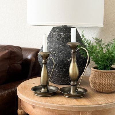 Bronze Candlestick With Arched Handle Set of 2