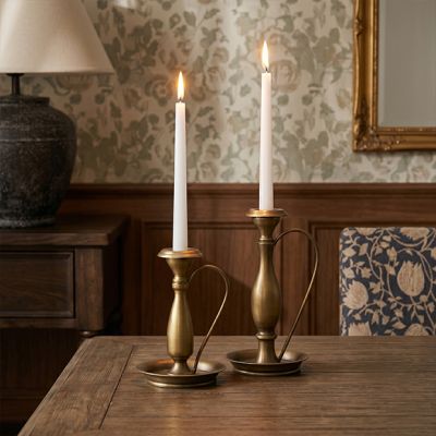 Bronze Candlestick With Arched Handle Set of 2
