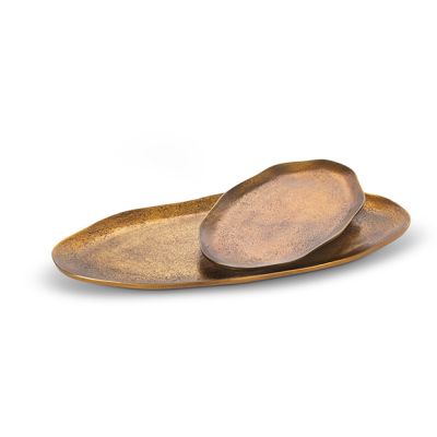 Bronze FInish Decorative Oval Trays Set of 2