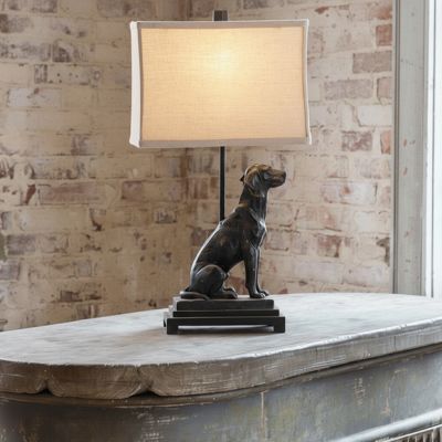 Bronzed Dog Sculpture Table Lamp
