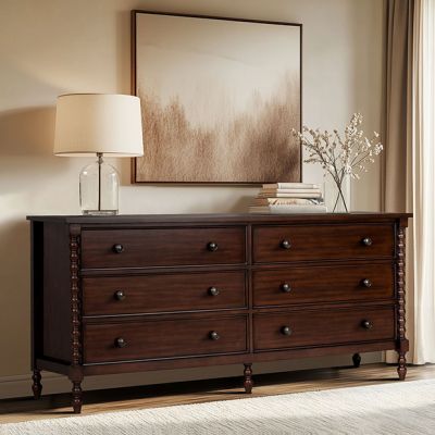 Brown Finish Turned Leg Dresser