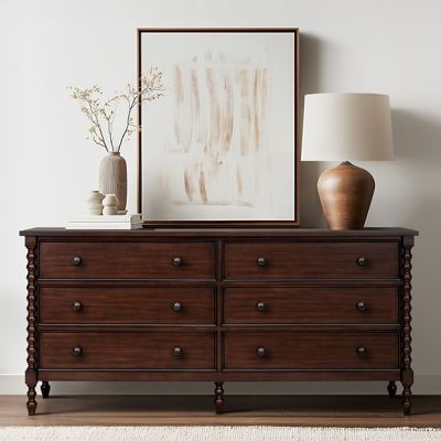 Brown Finish Turned Leg Dresser