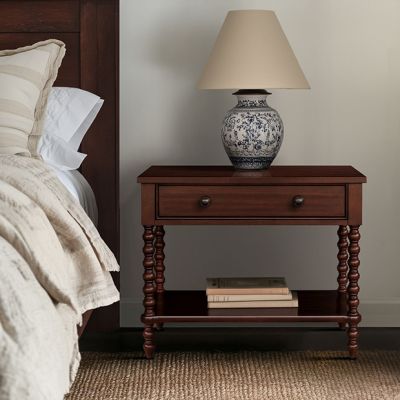 Brown Finish Turned Leg Nightstand