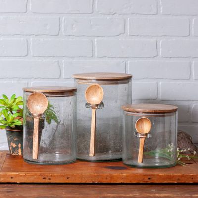 Bubble Glass Canister with Spoon Collection