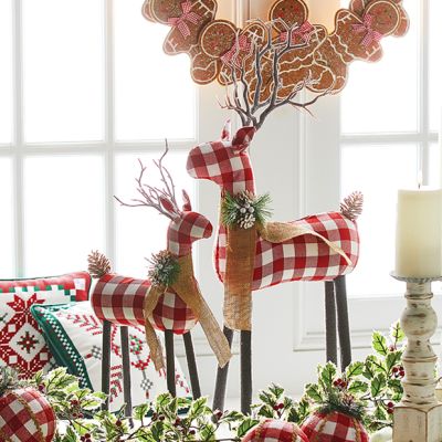 Buffalo Plaid Holiday Standing Deer