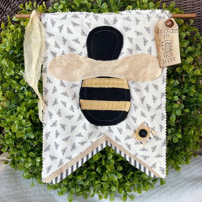 Bumble Bee Flag Door Hanger